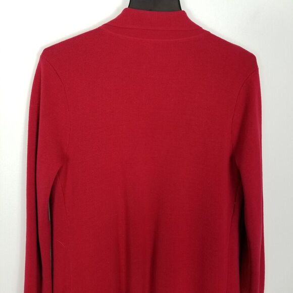 Chico's Women Size Cotton Knit Long Cardigan Sweater Size M Red Pocket Lagenlook - Picture 5 of 9